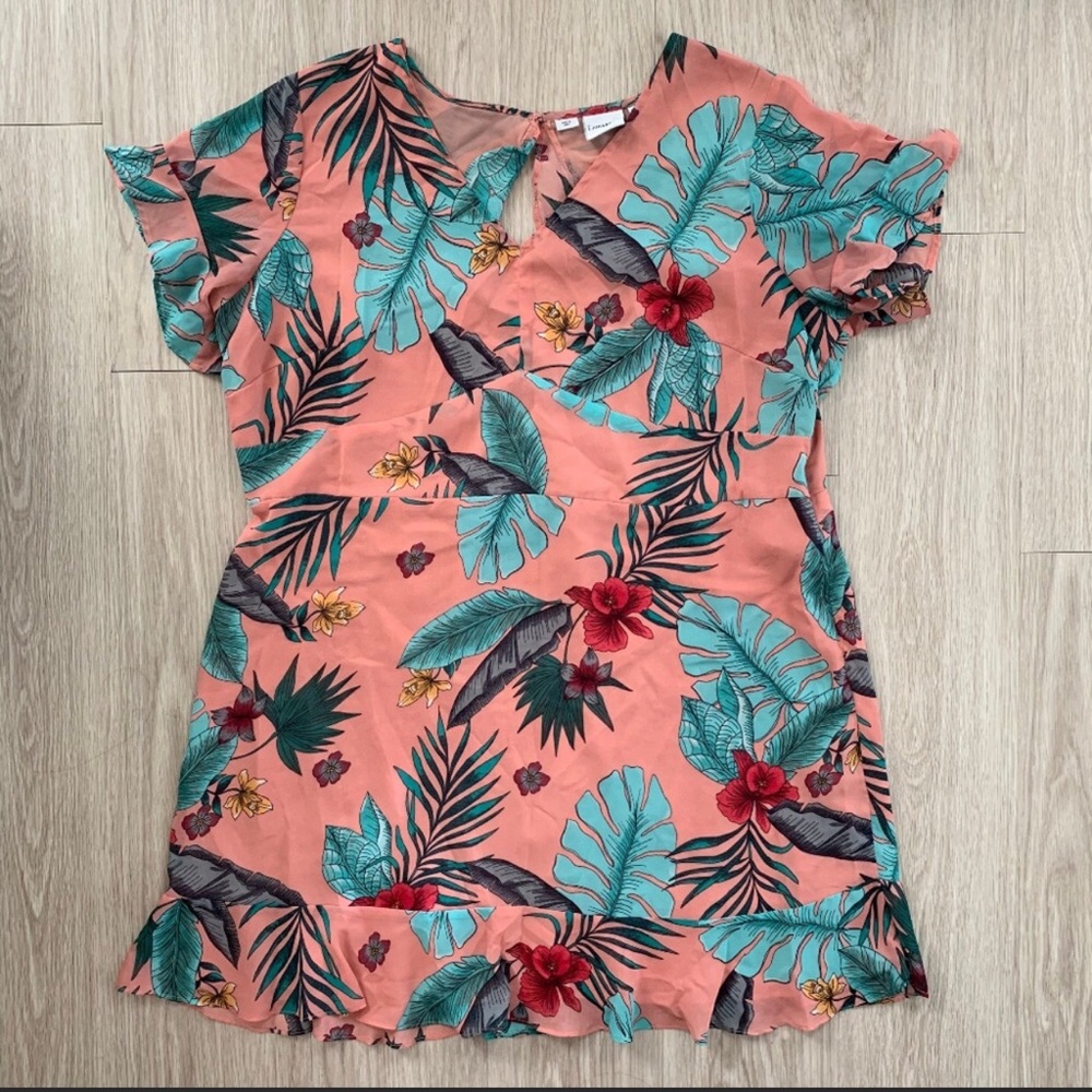 Junarose Sz 18 Floral Print Dress Vneck Mini